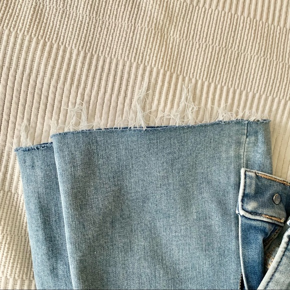 | express • distressed cropped flare hi rise denim jeans | - Picture 14 of 14